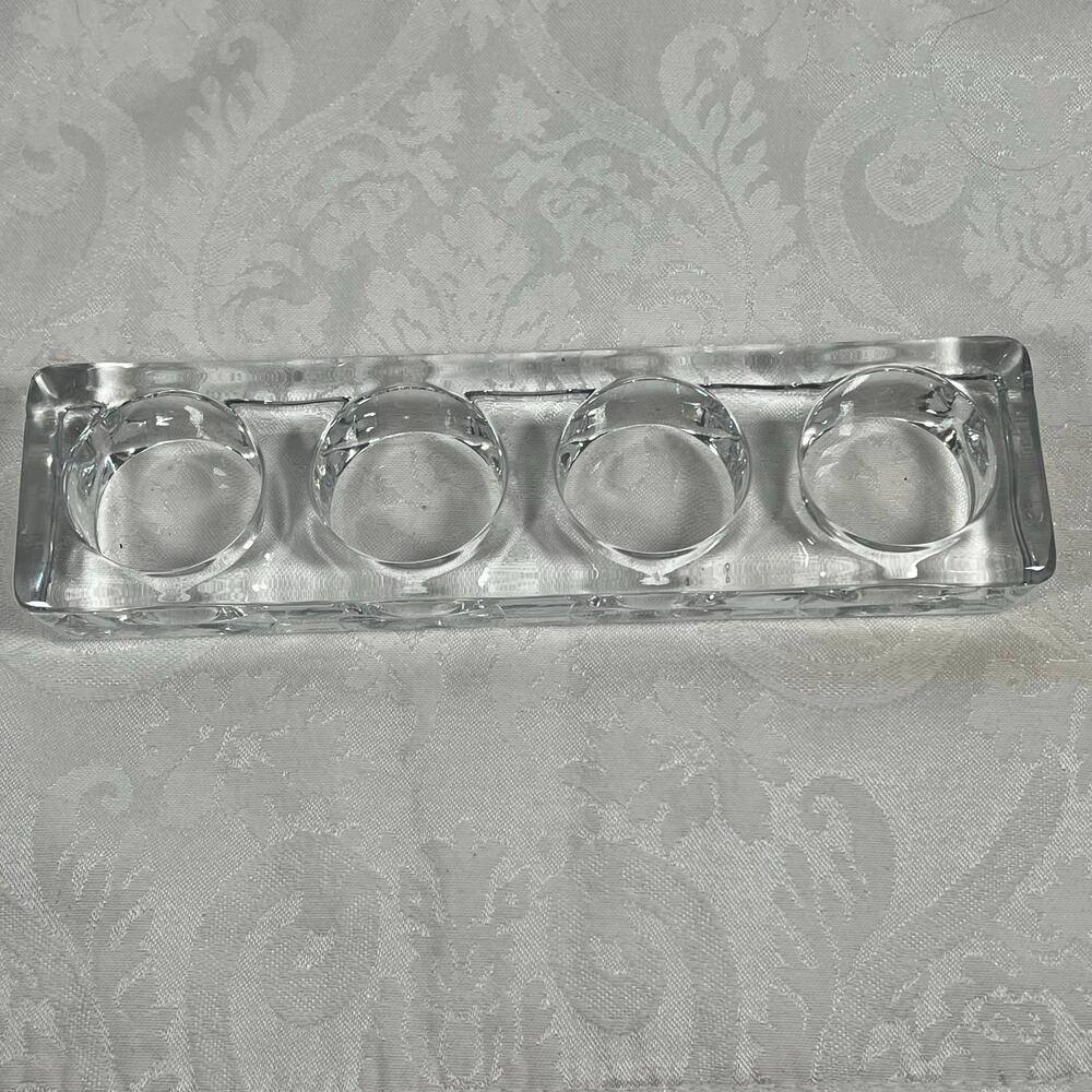 Rectangular Clear Glass Block Bar Votive Candleholder 4 Tealights 8.5 x 2 x .75